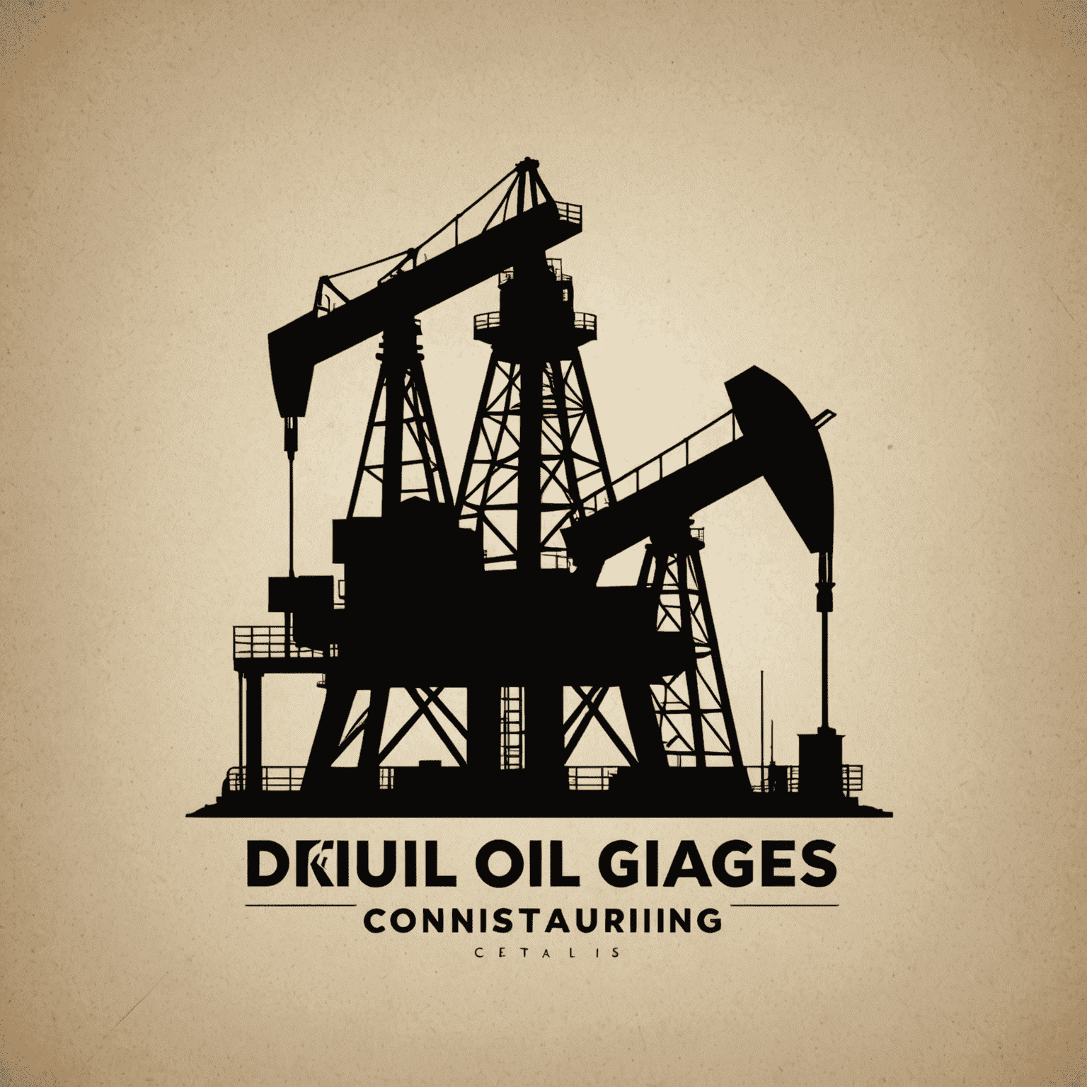 Oil and Gas Consulting firm logo featuring an oil rig silhouette and a modern typeface