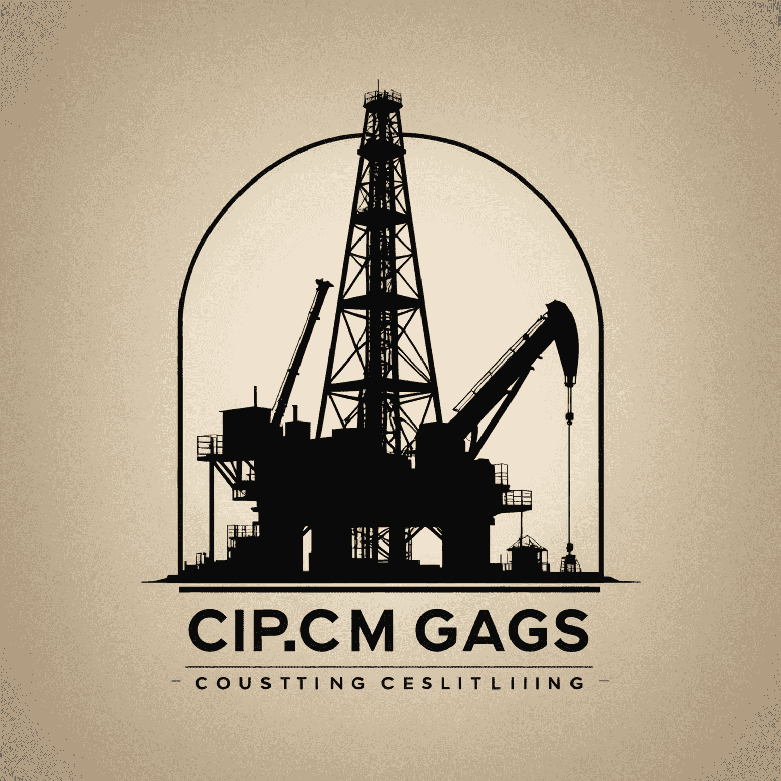 Oil and Gas Consulting firm logo featuring an oil rig silhouette and a modern typeface