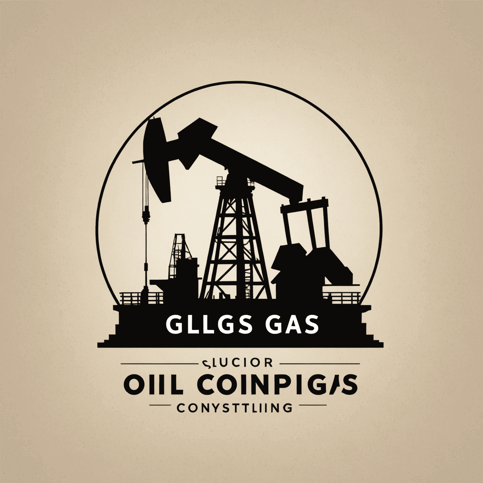 Oil and Gas Consulting firm logo featuring an oil rig silhouette and a modern typeface