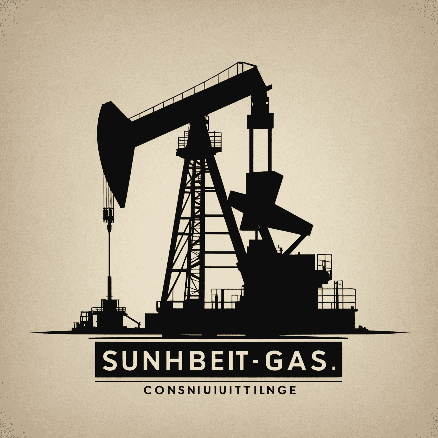 Oil and Gas Consulting firm logo featuring an oil rig silhouette and a modern typeface