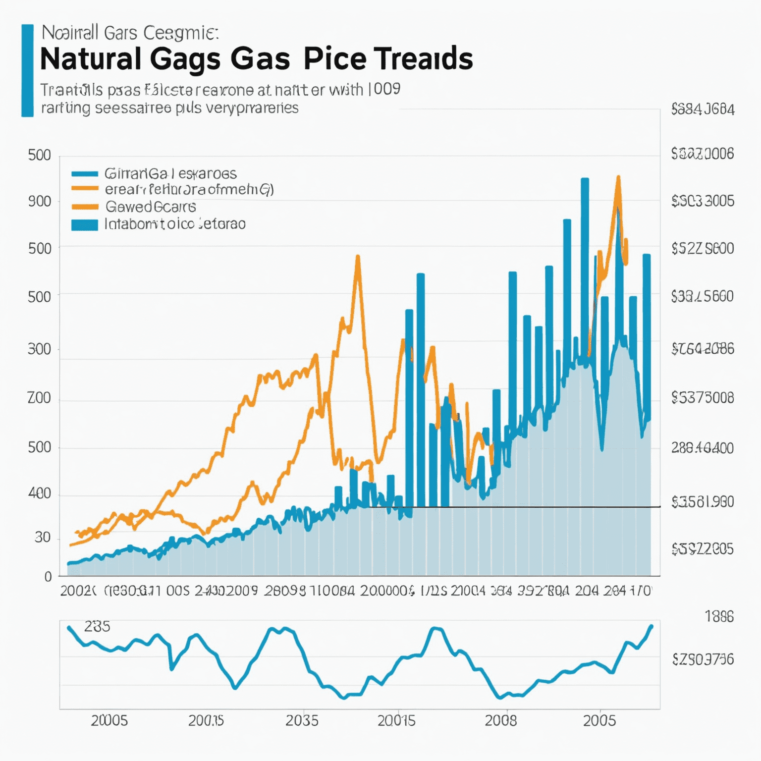 Graph showing natural gas price trends over the past year, with clear upward trajectory and seasonal fluctuations