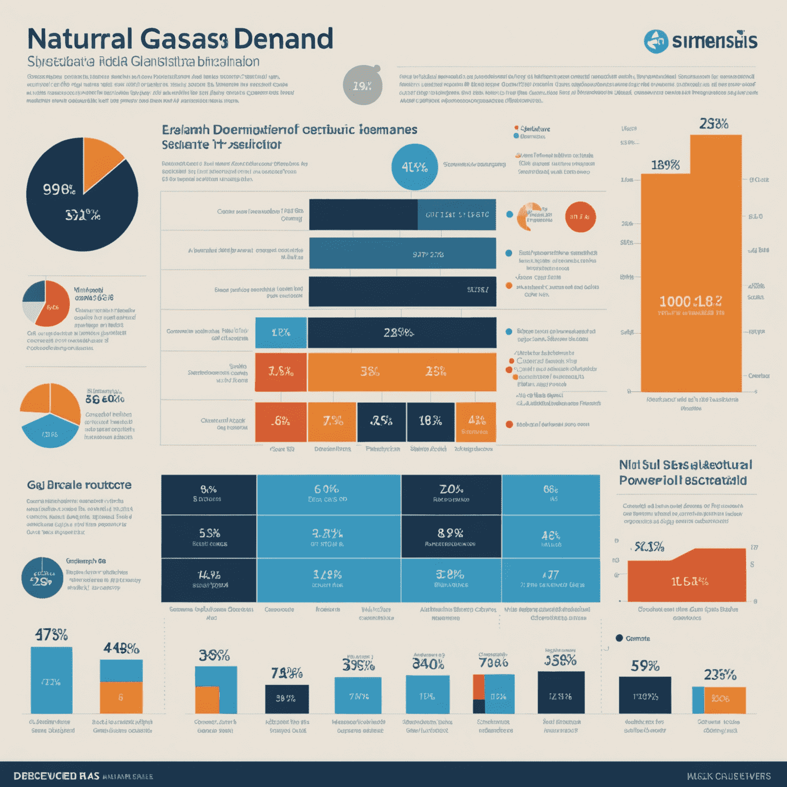 Infographic showing natural gas demand by sector, with power generation, industrial use, and residential consumption highlighted